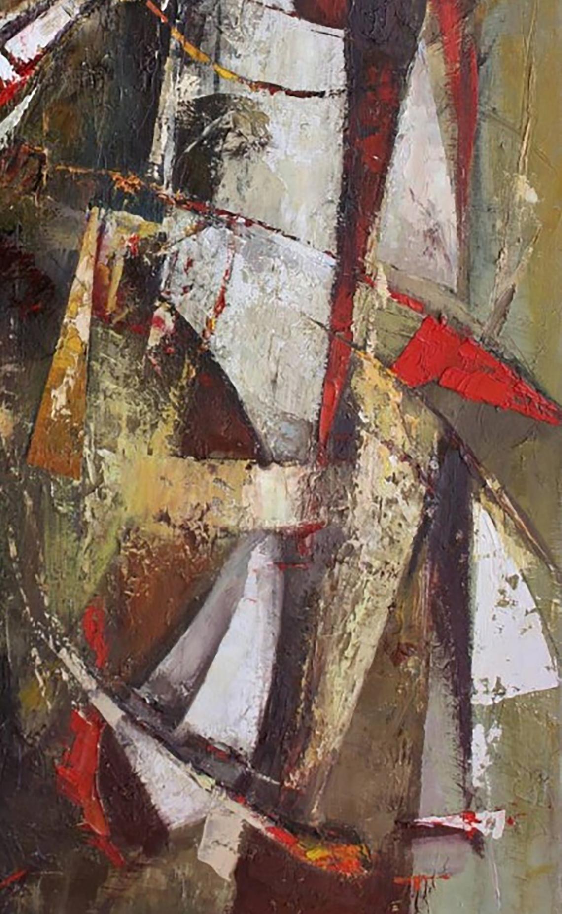 Oil painting Autumn Rhapsody by Valentina Alekseevna Kozyar, abstract red white earthy tones
