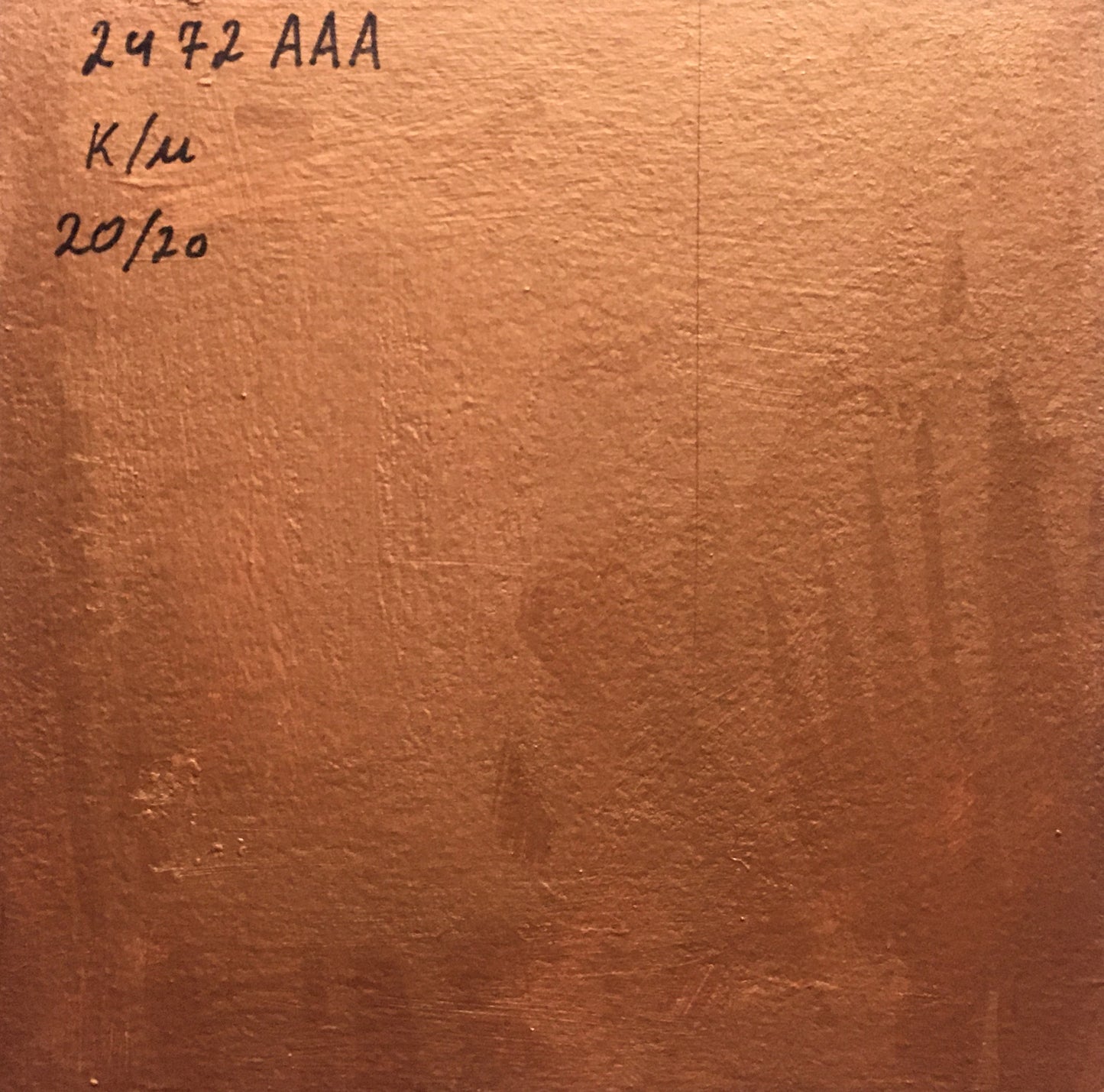 Back of oil painting Spring bouquet of flowers Zadorozhnya V.V. textured copper metal with markings