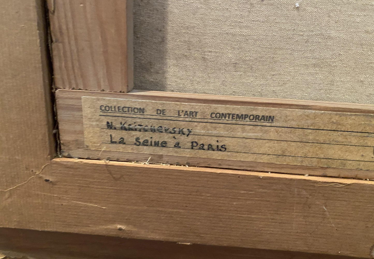 Back of Krichevsky Nikolay Vasilievich Embankment oil painting label