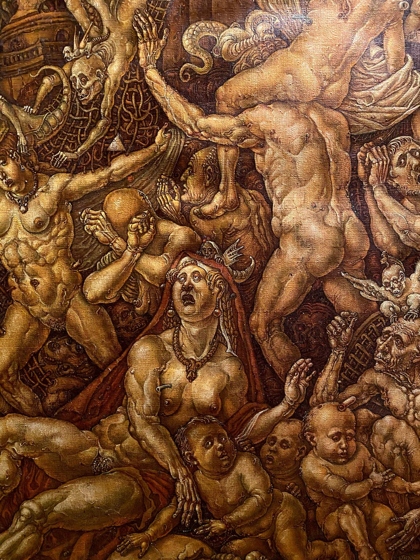 Dark oil painting Death Triumph by Oleg Litvinov with muscular chaotic figures