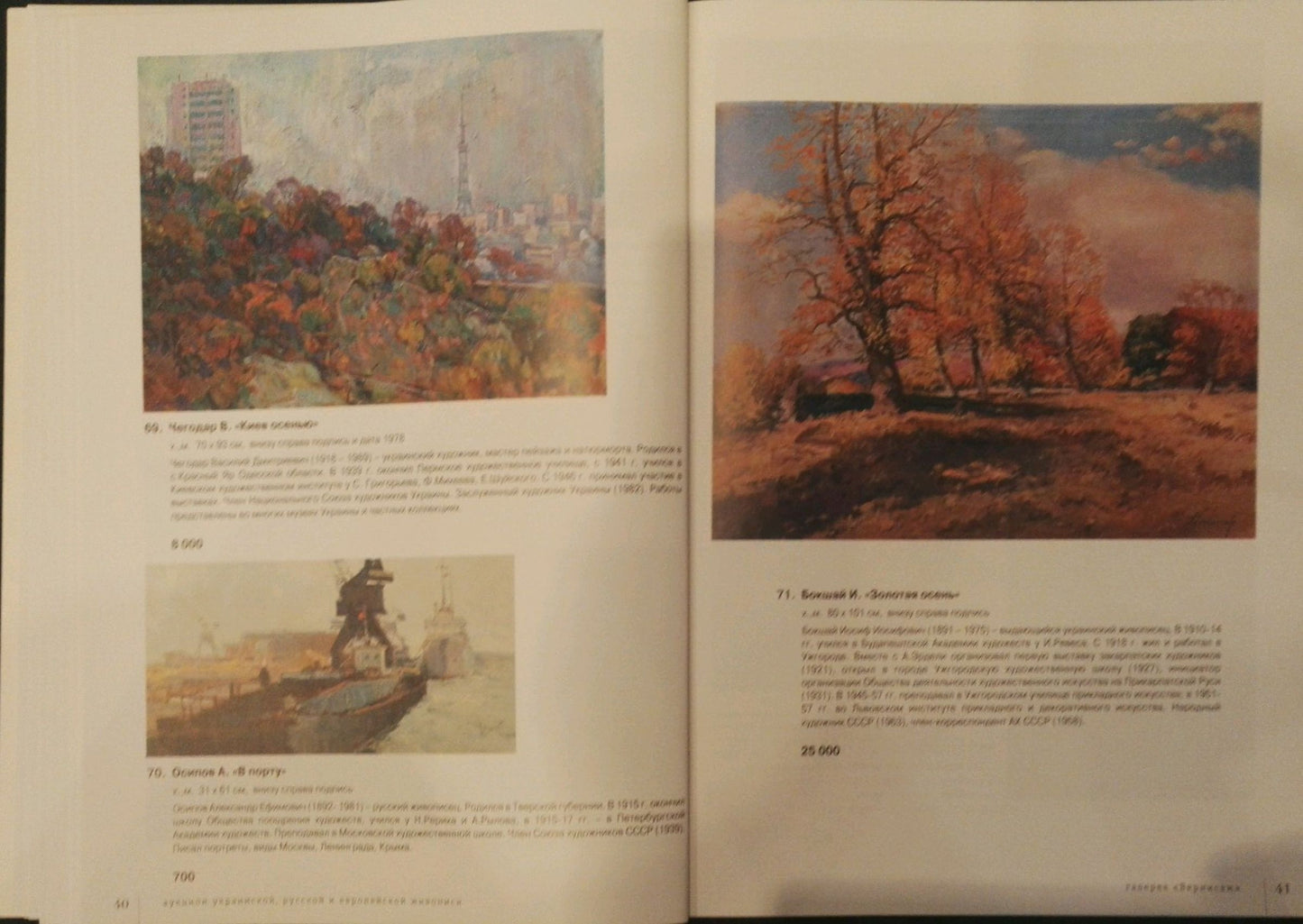 Oil painting by Chegodar Vasily Dmitrievich: city street and autumn landscape