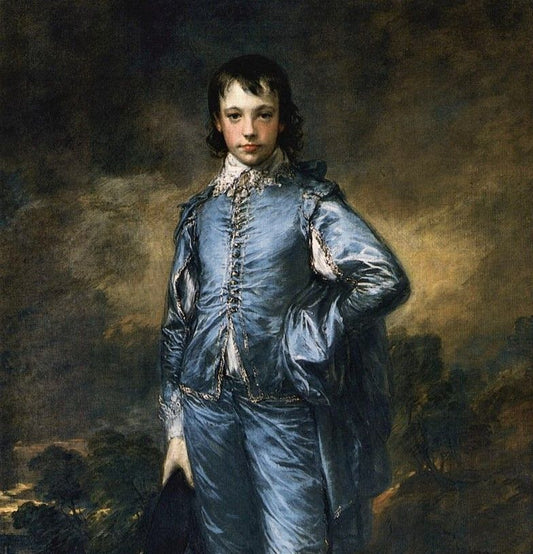 Young boy in embroidered blue satin suit, Game of Thrones historical prototype
