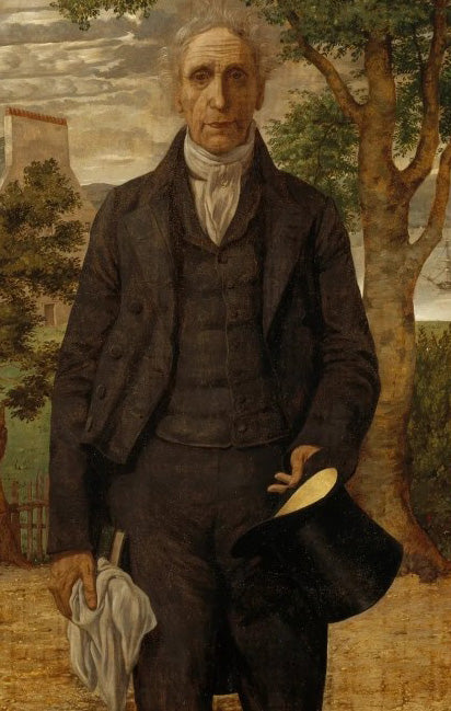 Richard Dadd formal portrait in dark coat, Watts Gallery