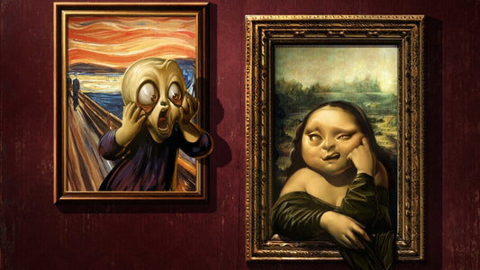 Mona Lisa in ornate golden frame, classical art icon with enigmatic smile