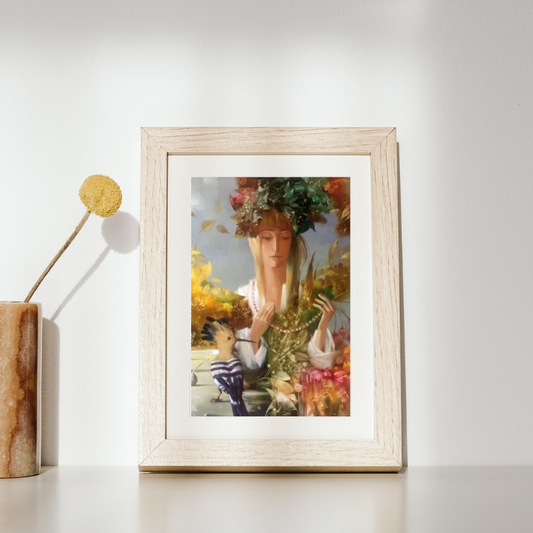 Framed floral headgear woman art print elevating home interiors