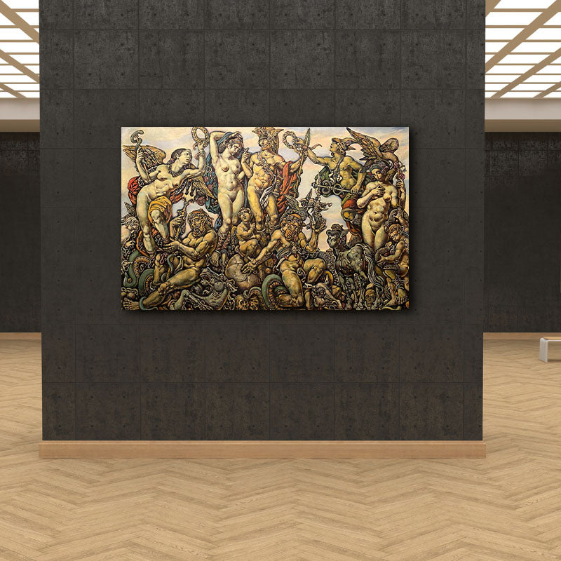 Vibrant oil painting of nude mythological figures in dynamic poses, Religion collection