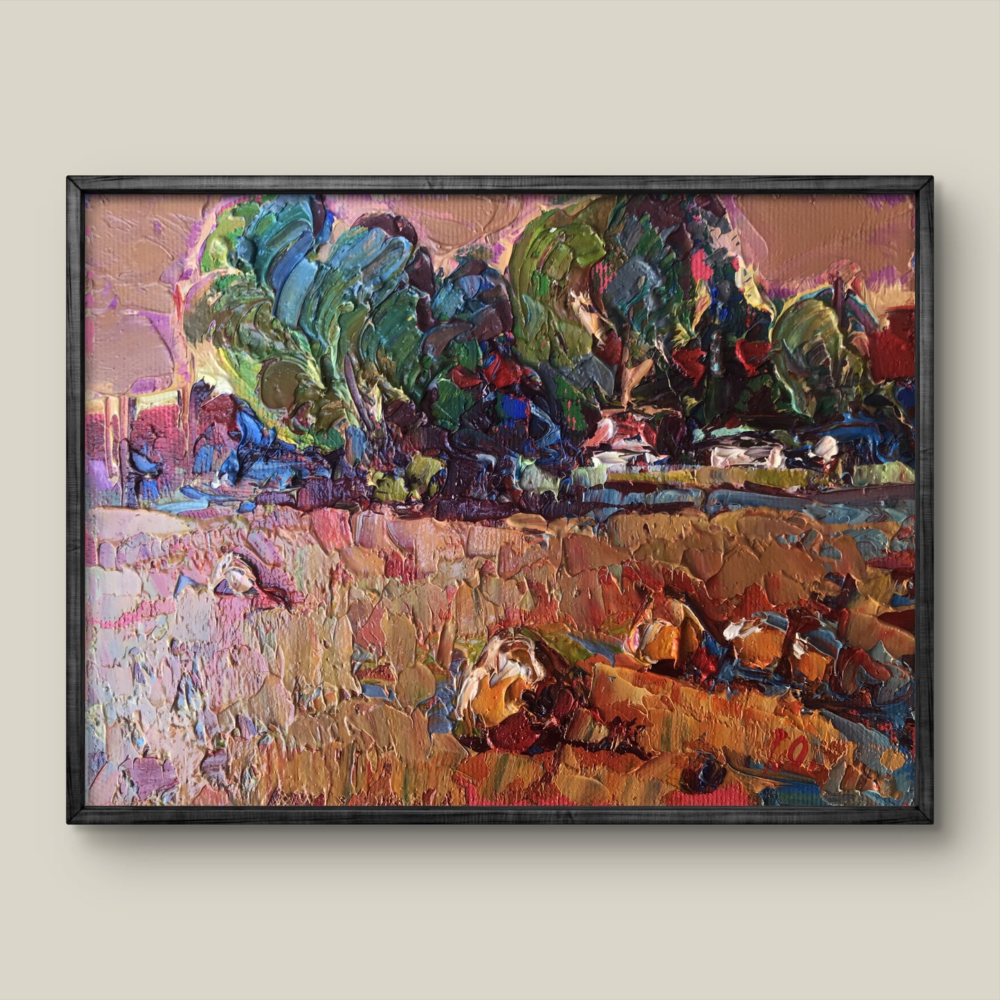 Oil painting Brick red autumn by Alex Ivanyuk in black frame