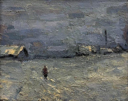 Oil painting Evening in the village Volodymyr Pashchenko
