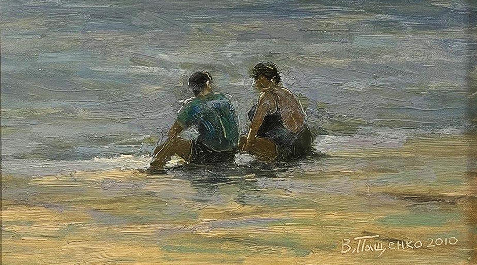 Oil painting To the beach with a friend by Volodymyr Pashchenko