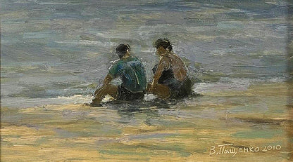 Oil painting To the beach with a friend by Volodymyr Pashchenko