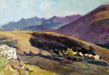 Vibrant impressionistic oil painting Houses in the Valley by Oleksandr Andreev
