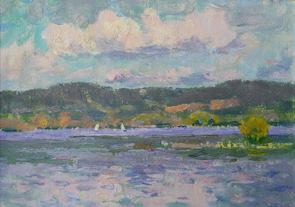 Serene impressionist oil painting of Reservoir by Yury Konovalov