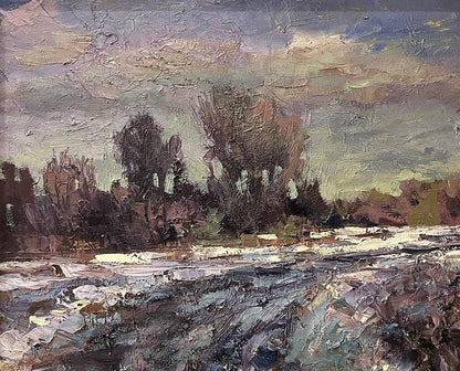 Impasto oil painting Outside the Village by Volodymyr Pashchenko