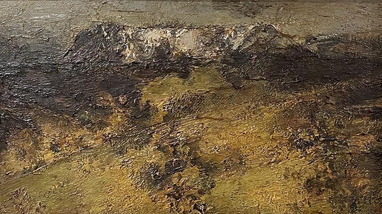 Textured oil painting of Arsen Rustamov valley landscape