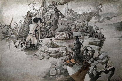 Surreal monochromatic watercolor Music’s Caprice by Yuriy Laptev