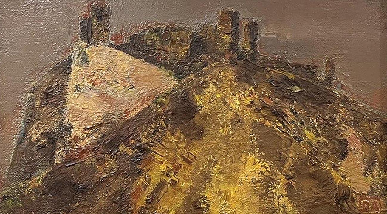 Oil painting Fortress Arsen Rustamov: golden hillside with stone ruins