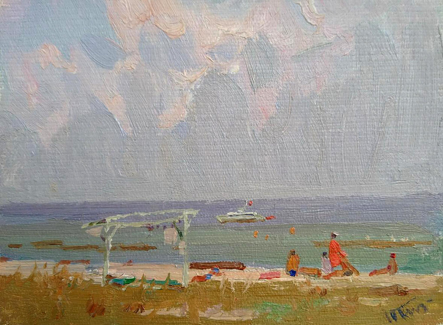 Oil painting Sea shores by Yury Konovalov: impressionistic beach scene