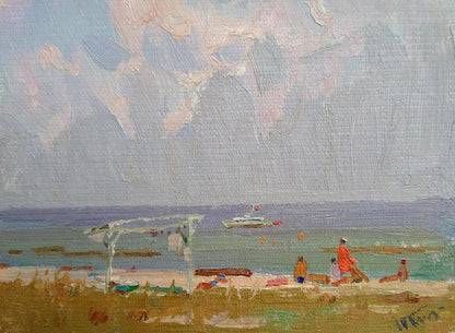 Oil painting Sea shores by Yury Konovalov: impressionistic beach scene