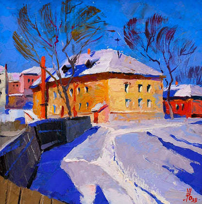 Vibrant impressionistic oil painting It was snowing by Egor Shvachunov