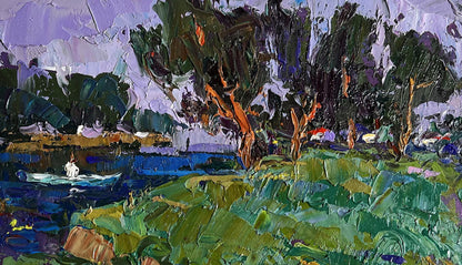Vibrant impressionist oil painting Swam to the shore by Oksana Ivanyuk