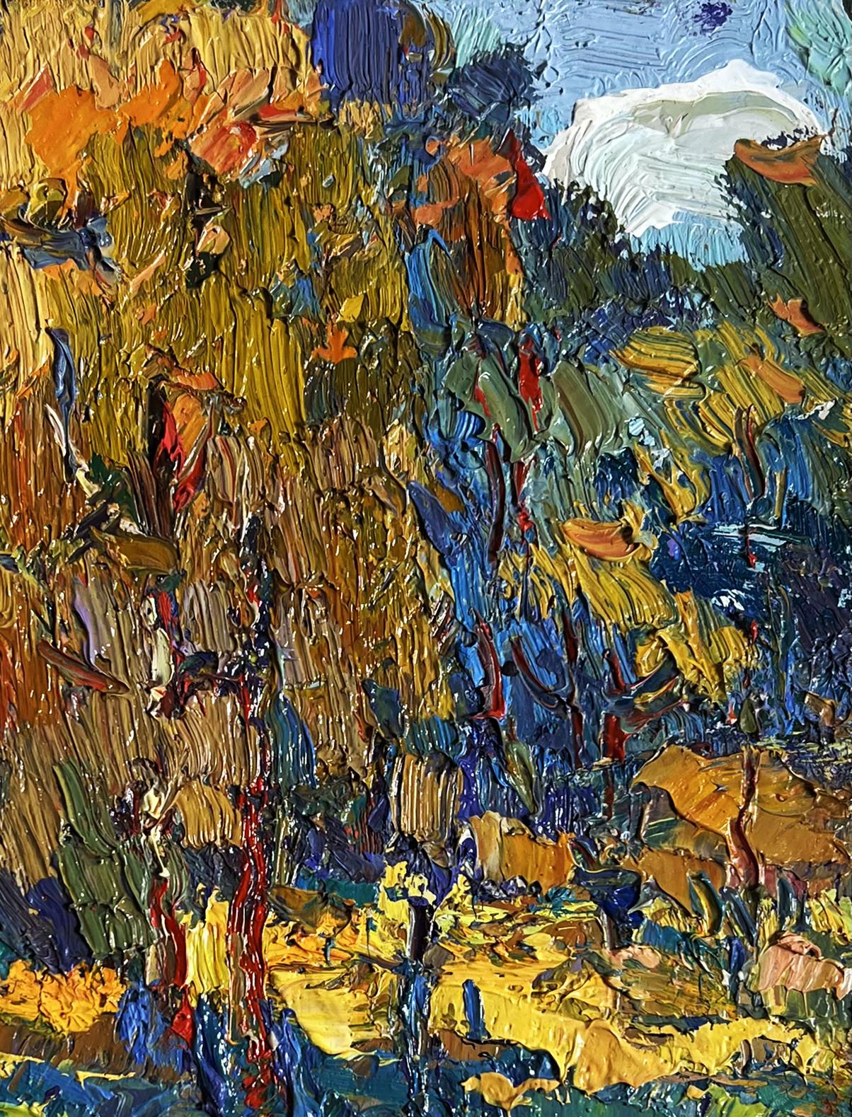 Vibrant impressionist oil painting Sunbeams on the Meadows by Oksana Ivanyuk