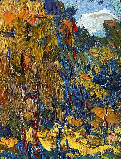 Vibrant impressionist oil painting Sunbeams on the Meadows by Oksana Ivanyuk