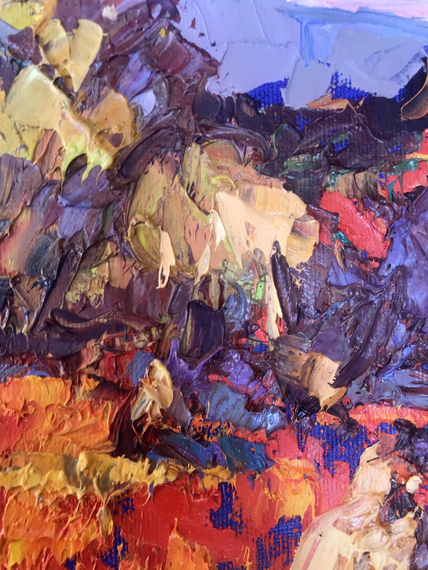 An oil painting portraying "Crimson Stubble" by Alex Ivanyuk