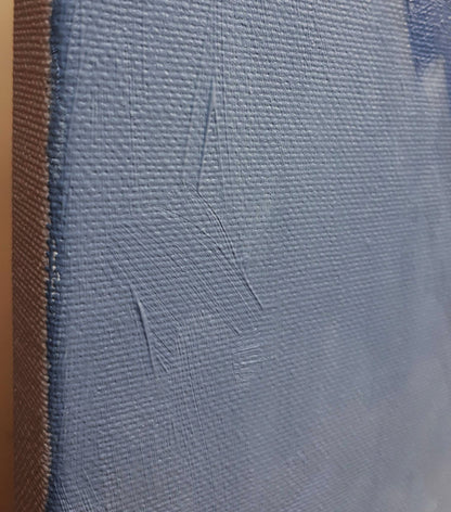 Oil painting Golden Virginia by Sergiy Voichenko on blue textured canvas in brown frame