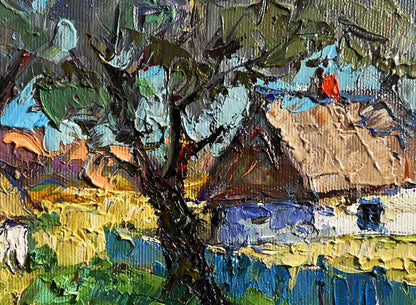 Oil painting Country summer morning by Oleksiy Ivanyuk textured tree