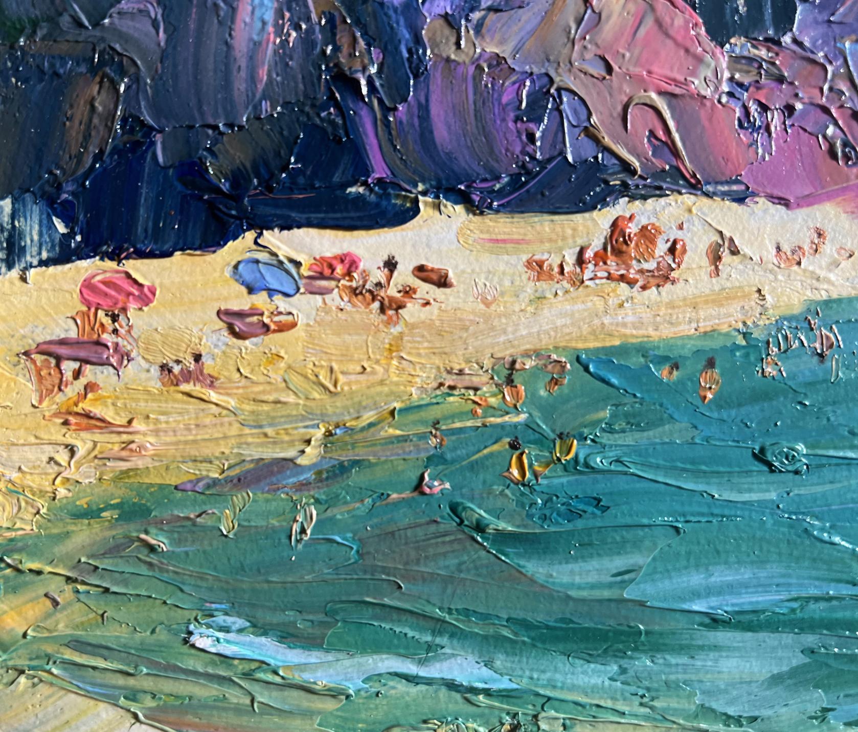 Vibrant impressionist oil painting Holidays at sea by Boris Serdyuk beach scene