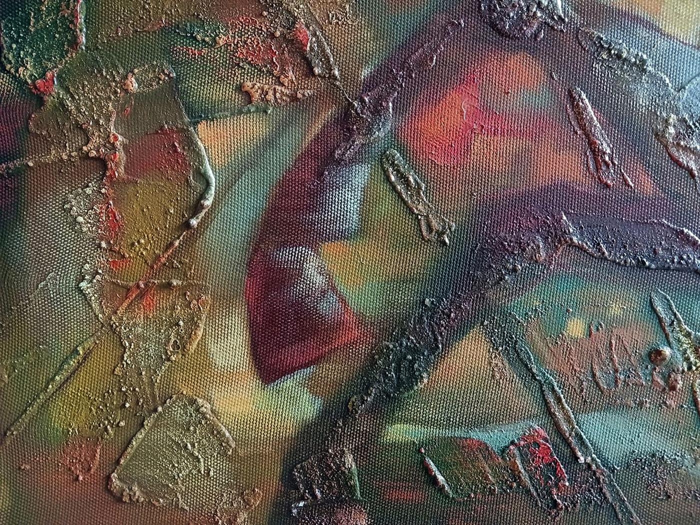 Abstract oil painting Scythian legend by Anatoly Tarabanov in earthy tones