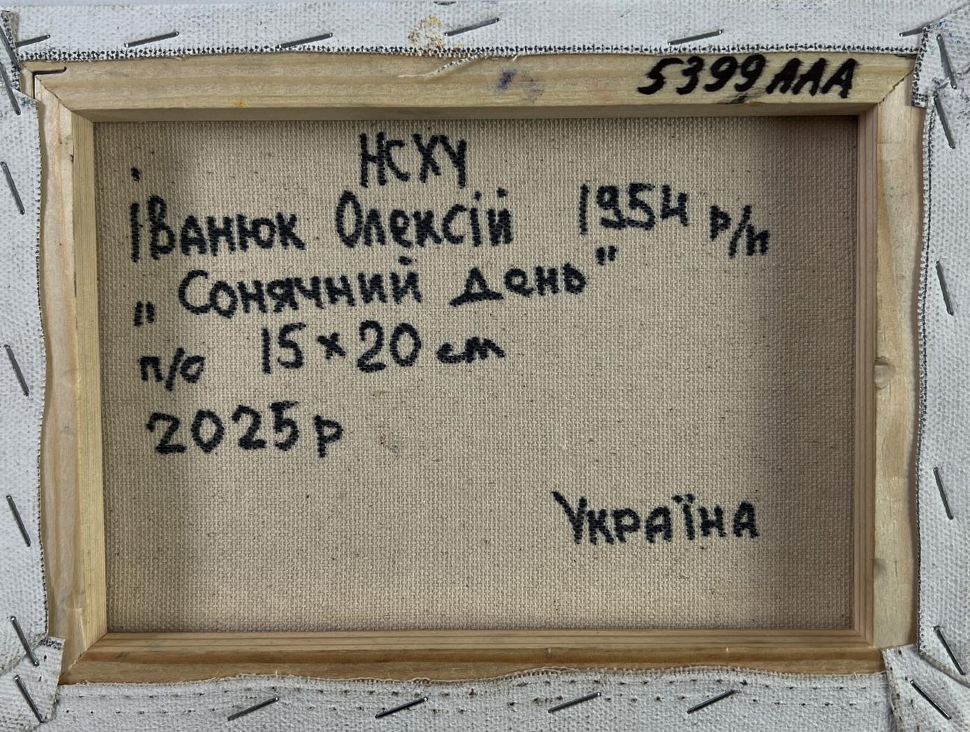 Back of Oleksiy Ivanyuk oil painting Sunny day 15x20 cm 2025