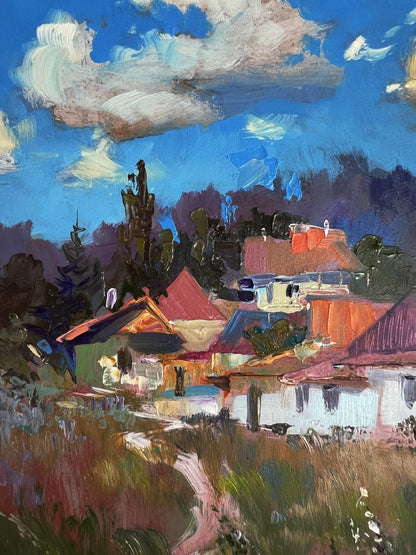 Vibrant impressionist oil painting The path to the house by Yuriy Suprunchuk