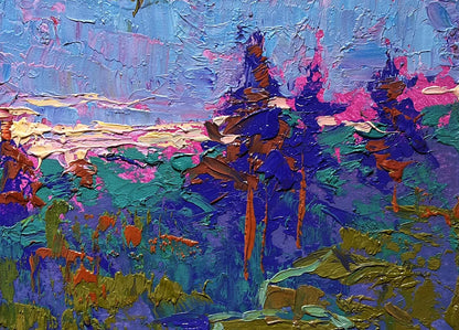 Vibrant impressionist oil painting Meeting the Dawn in Nature by Oleksiy Ivanyuk
