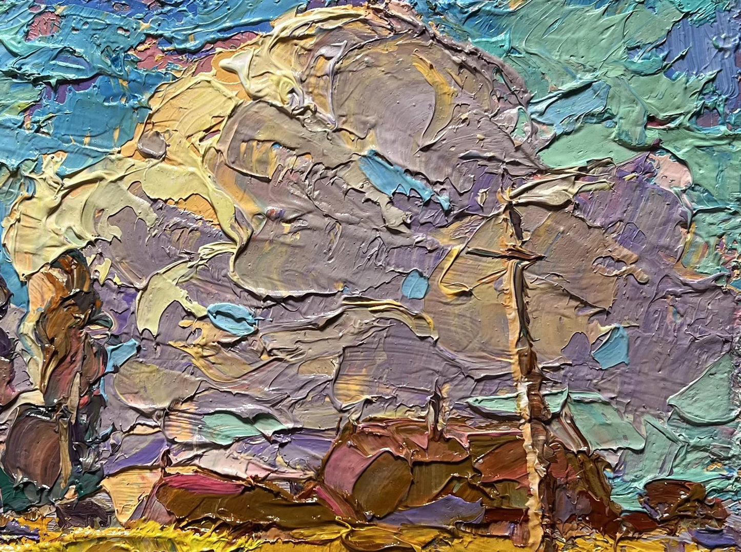 Oil painting Early autumn morning by Oleksiy Ivanyuk in earthy tones
