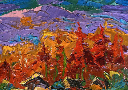 Vibrant impressionist oil painting Autumn in the Mountains by Oleksiy Ivanyuk