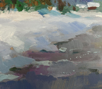 Abstract oil painting of snowy river by Yuriy Suprunchuk