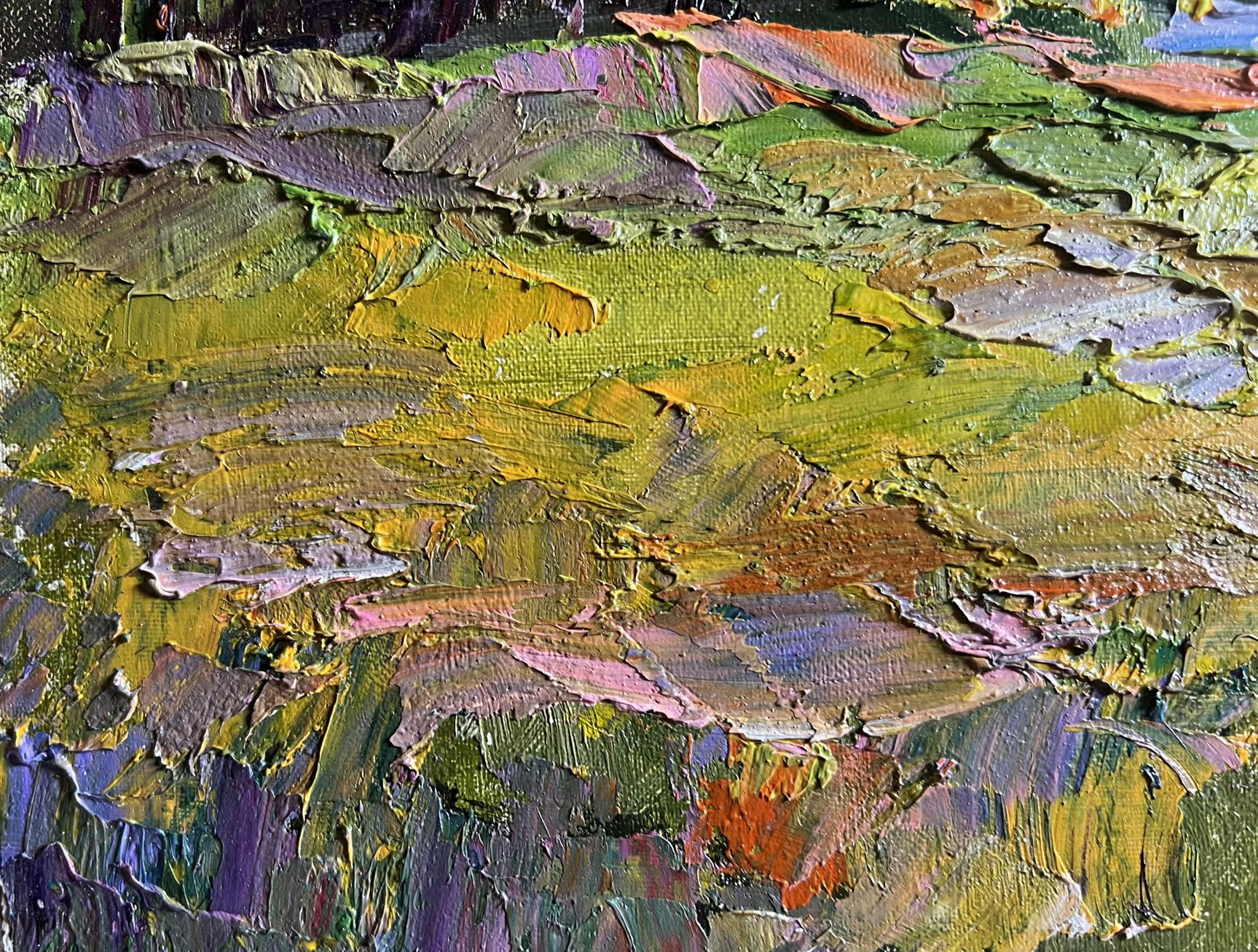 Oil painting In the summer forest by Boris Serdyuk, vibrant impasto greens