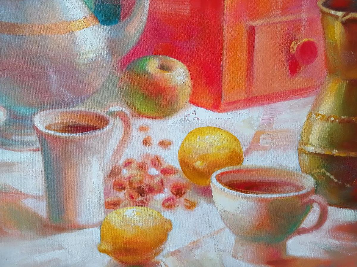 Abstract oil painting Morning Coffee Anatoly Tarabanov