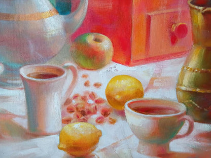 Abstract oil painting Morning Coffee Anatoly Tarabanov