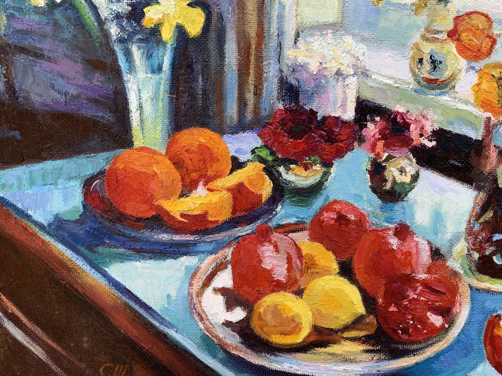 Oil painting The fruit table is set by Boris Serdyuk vibrant still life