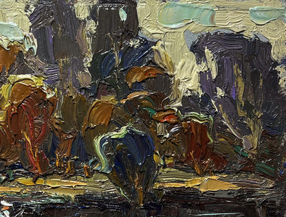 Impasto oil painting Deep into the forest across the river by Oleksiy Ivanyuk