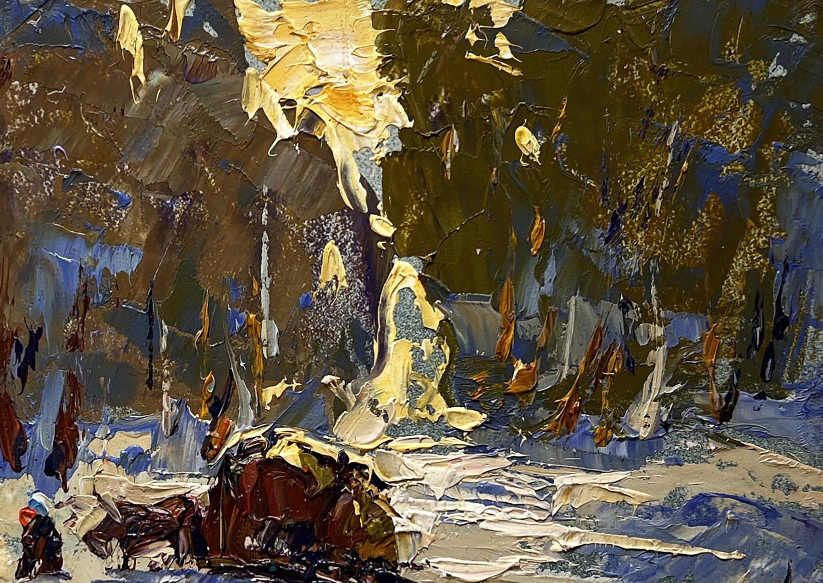 Impressionistic oil painting Winter evening in the forest by Oleksiy Ivanyuk