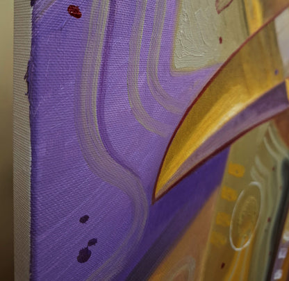 Oil painting The Lost World by Sergiy Voichenko, purple gold abstract