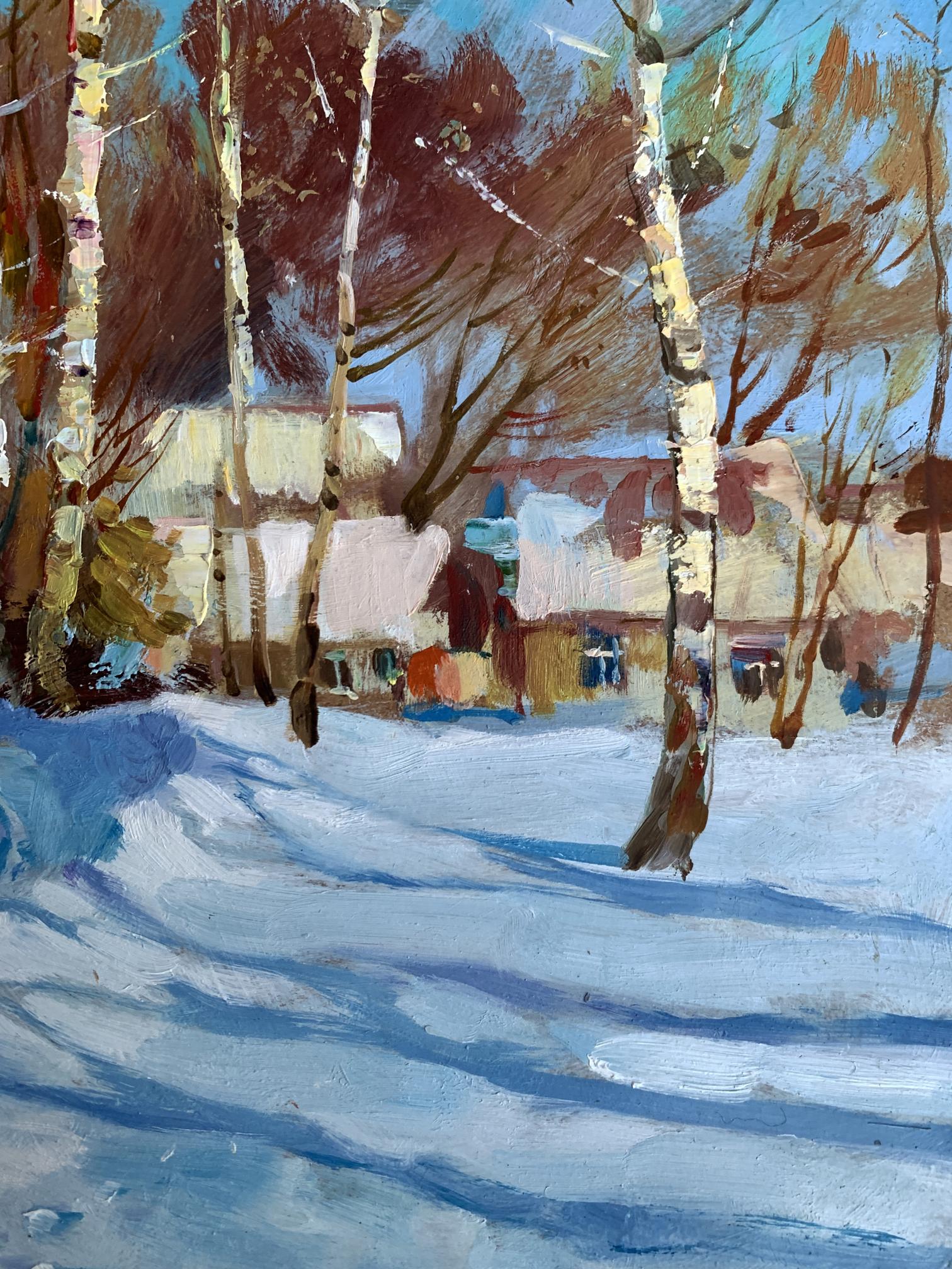 Vibrant impressionistic oil painting Sunny winter day by Yuriy Suprunchuk