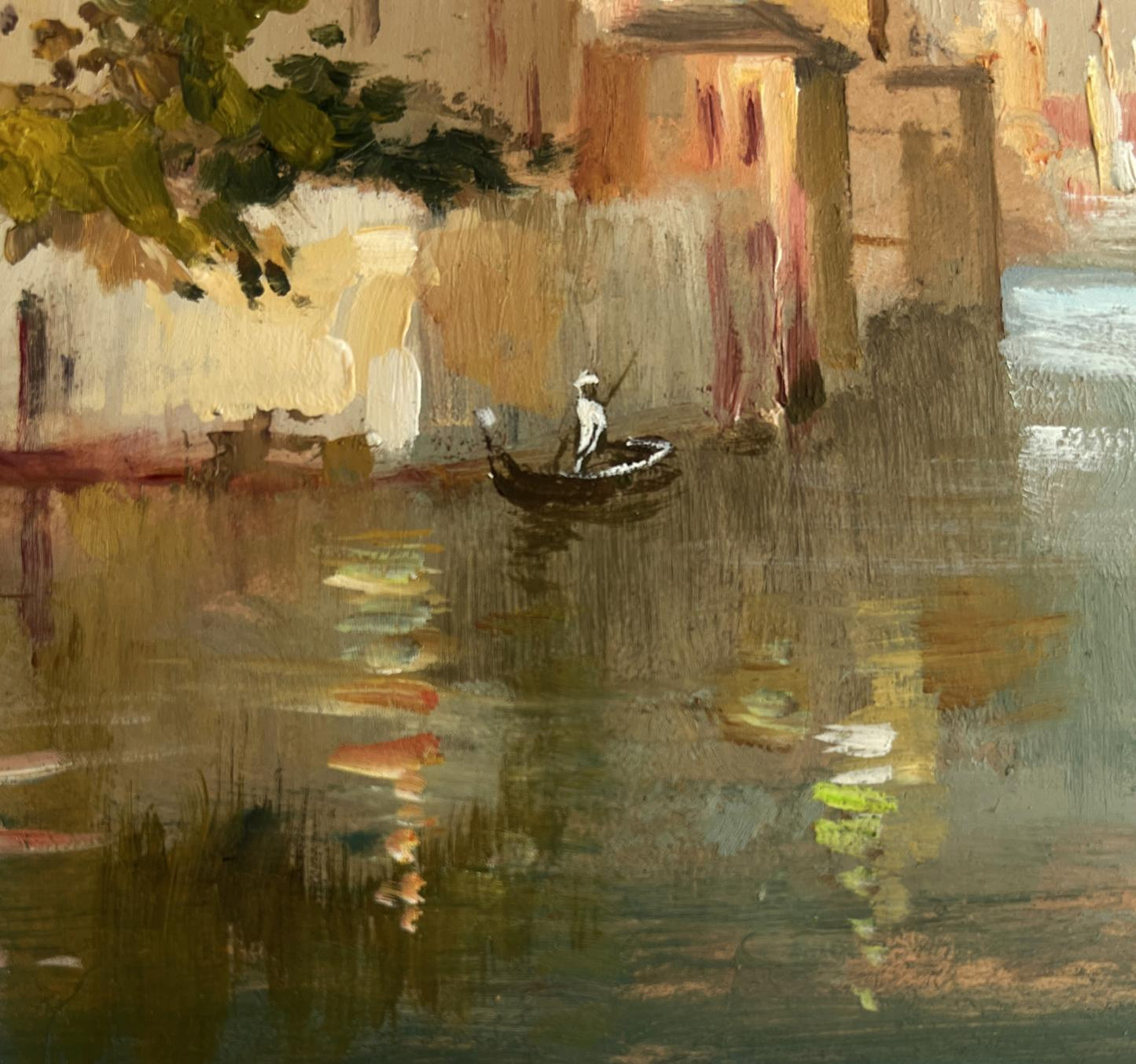 Oil painting Romantic evening in Venice by Yuriy Suprunchuk serene boat scene