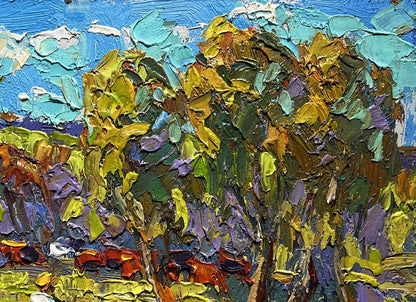 Vibrant impressionist oil painting Hot day in the field by Oksana Ivanyuk