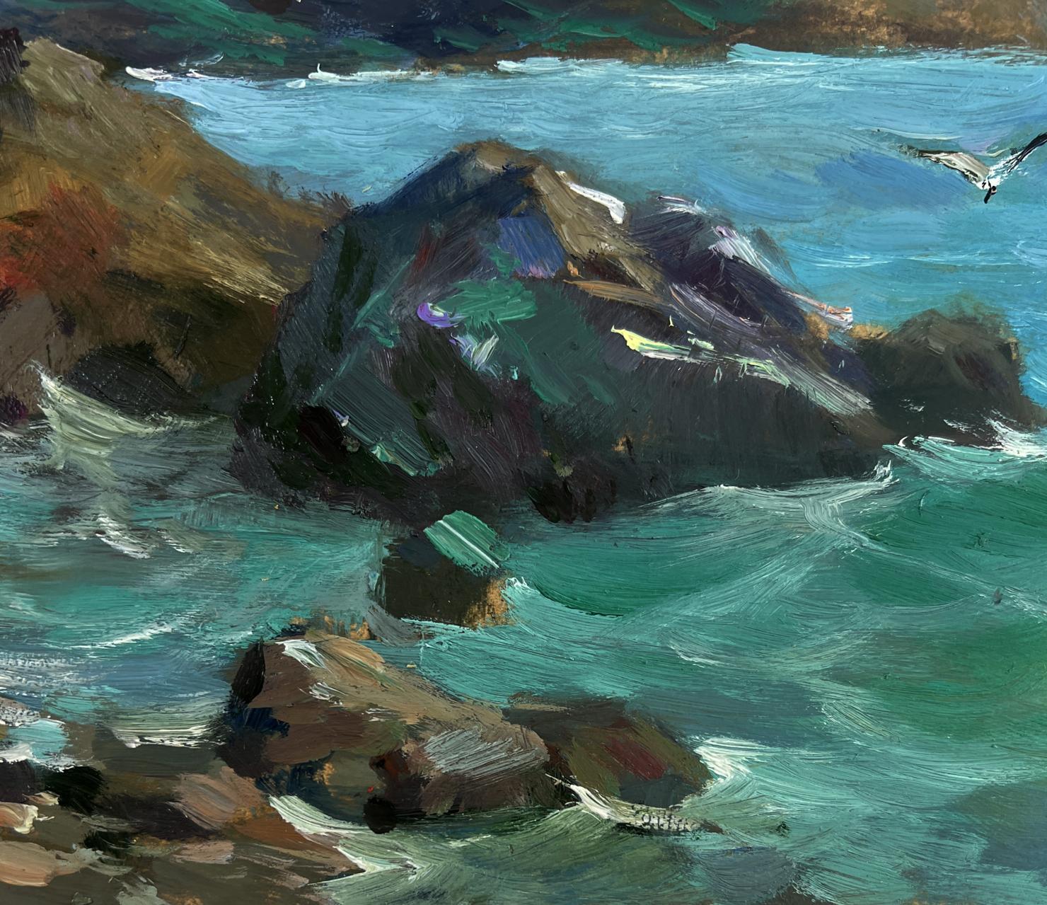 Oil painting of sea storm approaching by Yuriy Suprunchuk