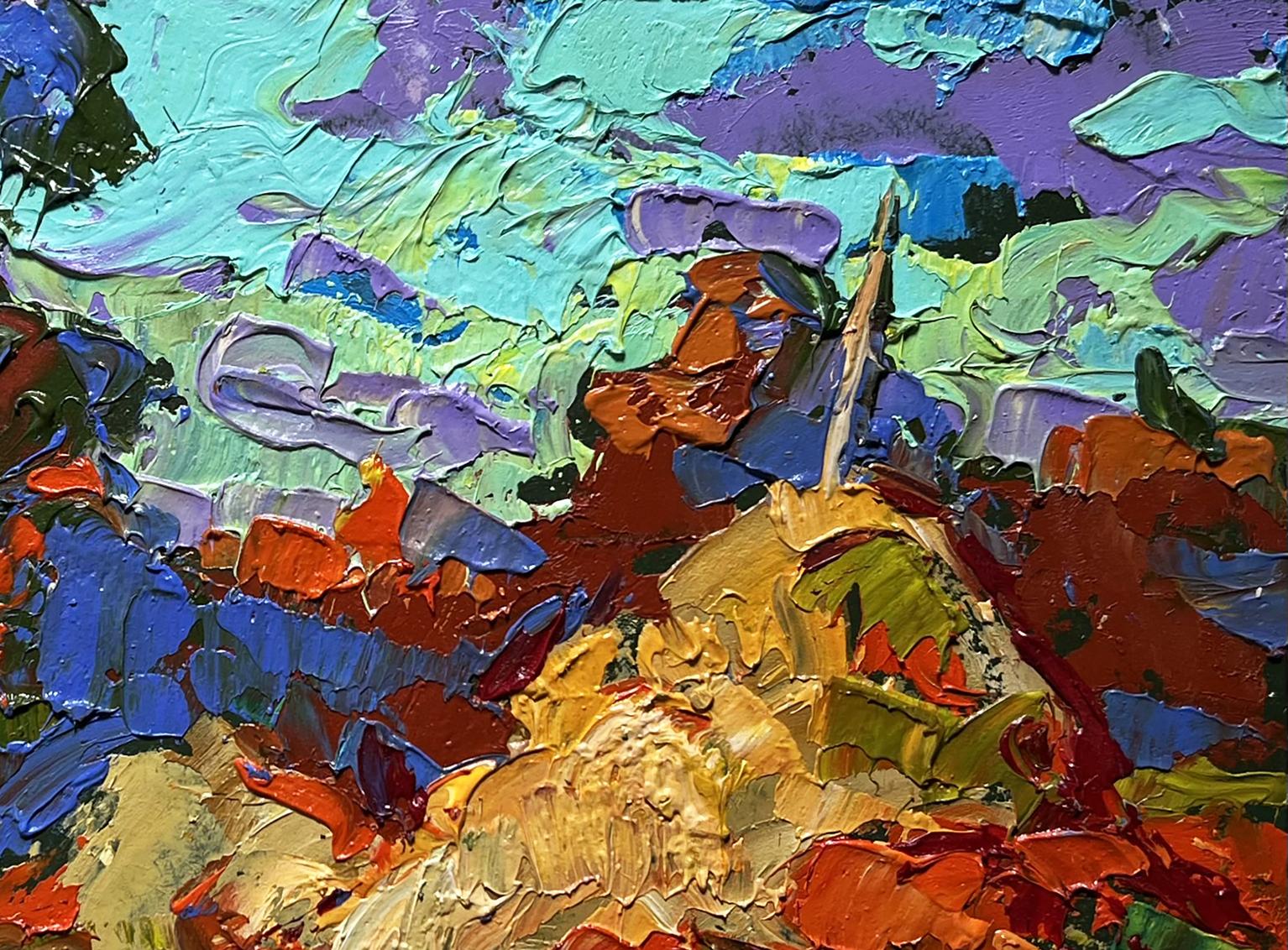 Vibrant impressionist oil painting Golden haystacks by Oleksiy Ivanyuk
