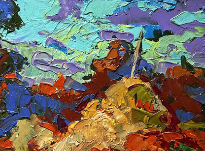 Vibrant impressionist oil painting Golden haystacks by Oleksiy Ivanyuk